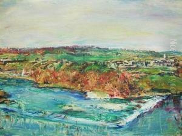 Village Au Bord D'un Cours D'eau Oil Painting by Rene Morere