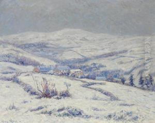 Les Monts D'arree Sous La Neige Oil Painting by Henri Moret