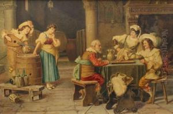 A Game Of Dice Oil Painting by R., Professor Moretti