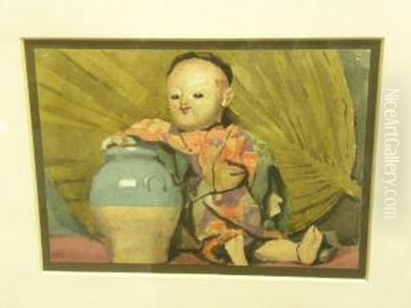 A Chinese Doll Oil Painting by Alfred Kedington Morgan