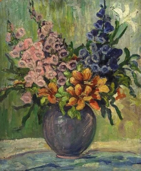 Vase Of Flowers Oil Painting by Georgia Morgan