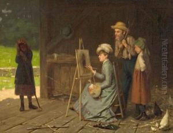 A Lady At The Easel Oil Painting by William Morgan