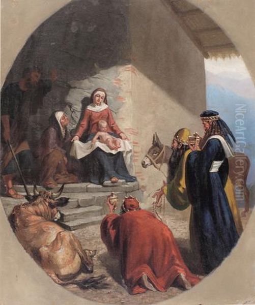 Studio Preparatorio Per La Nativita Oil Painting by Rodolfo Morgari