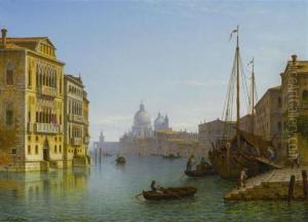 The Grand Canal With View Over Santa Maria Della Salute. Oil Painting by Carl Morgenstern