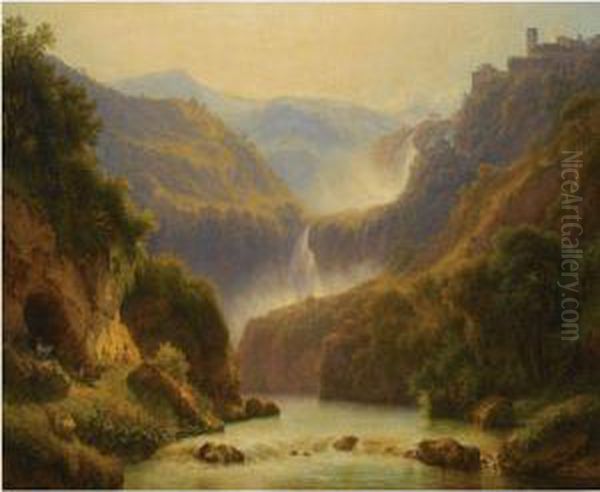 A View Of The Anio Valley Near Tivoli Oil Painting by Carl Morgenstern