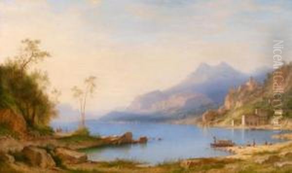 Blick Aufpalaccio Am Comer See Oil Painting by Carl Morgenstern