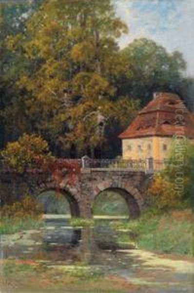 Goethes Gartenhaus An Der Ilm In Weimar Oil Painting by Carl Ernst Morgenstern