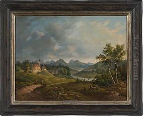 Continental Landscape Oil Painting by Christian Bernhard Morgenstern