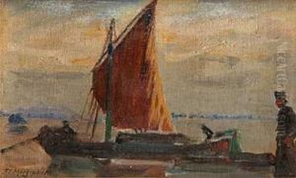 Fischerboot Auf Dem Po Oil Painting by Friedrich Ernst Morgenstern