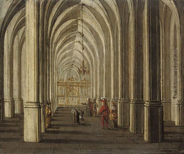 Elegant Company Conversing In The Nave Of A Church Oil Painting by Johann Ludwig Ernst Morgenstern