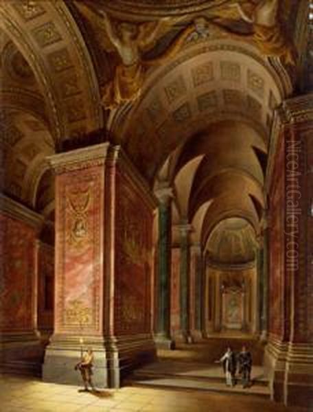 Interno Di Chiesa Barocca Con Figure Oil Painting by Johann Ludwig Ernst Morgenstern