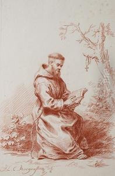 A Monk Studying Oil Painting by Johann Ludwig Ernst Morgenstern