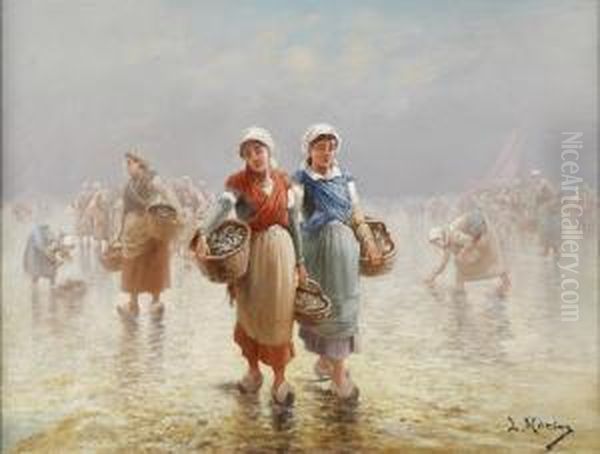 Les Ramasseuses De Coquillages Oil Painting by Louis Morin