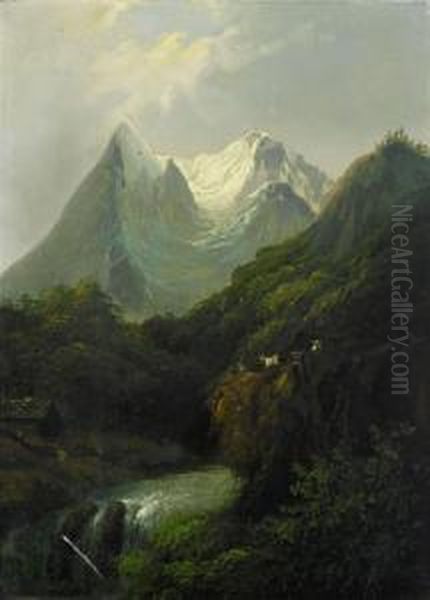 Eiger And Monch Oil Painting by William Moritz