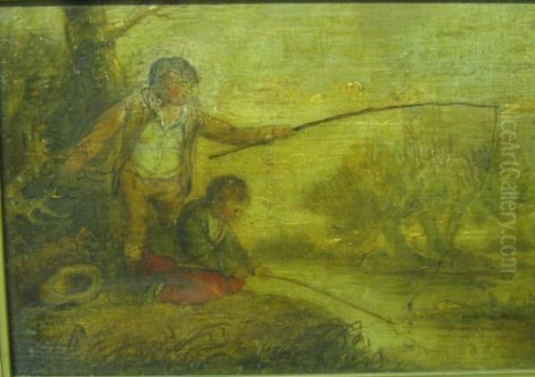 Les Petits Pecheurs Oil Painting by George Morland