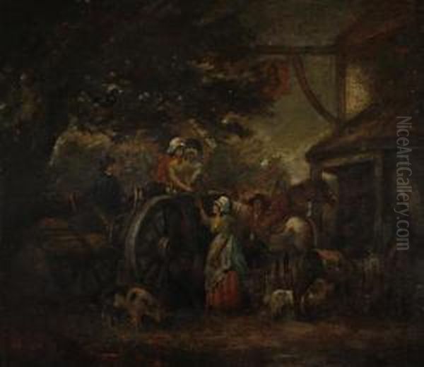 The Market Wagon Oil Painting by George Morland