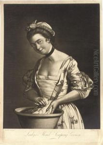 Lady's Maid Soaping Linnen Oil Painting by Henry Robert Morland