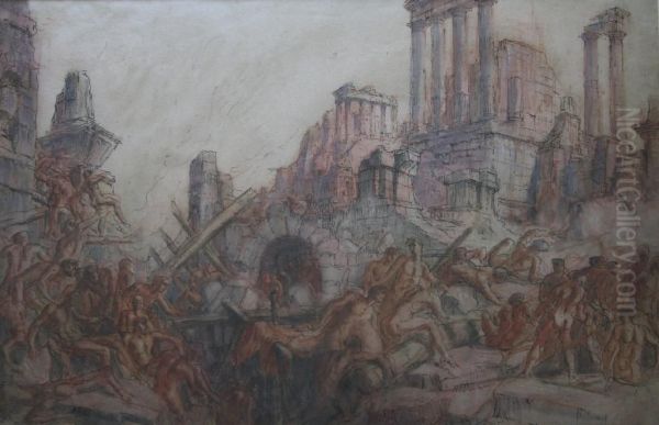 Barbarians: The Sack Of Rome; Oil Painting by Harry Morley