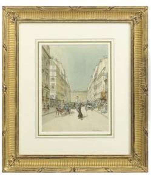 Parisian Street Scene Oil Painting by Harry Morley