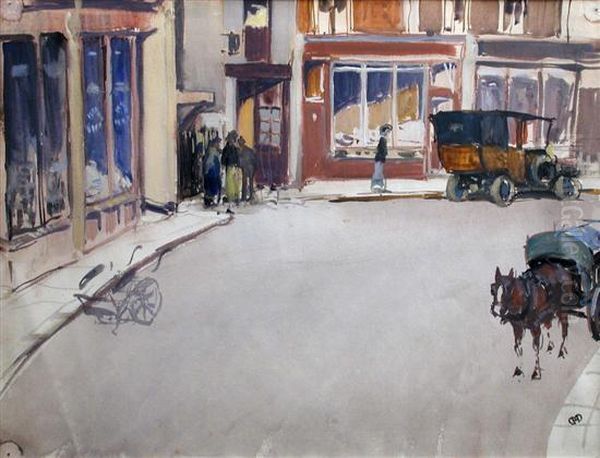 London Street Scene Oil Painting by Harry Morley