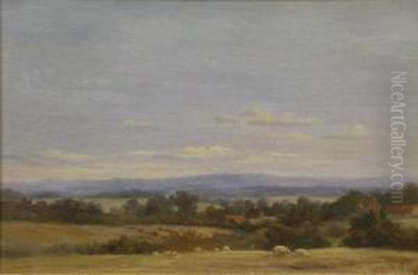 Wooded Farmland Oil Painting by Robert Morley