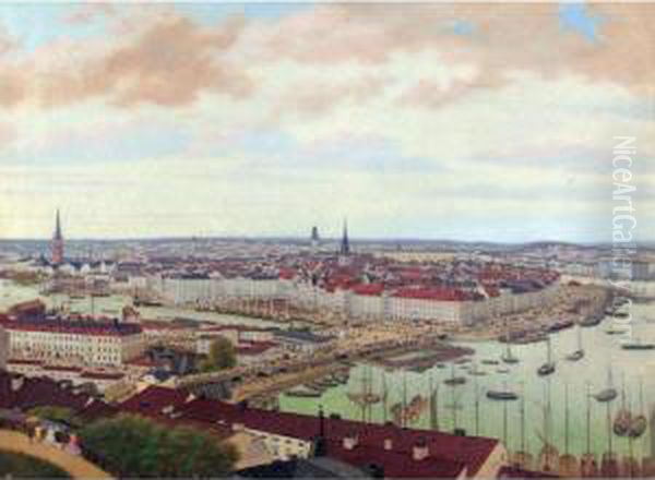 Vy Over Stockholm (view Of Stockholm) Oil Painting by Axel Otto Morner