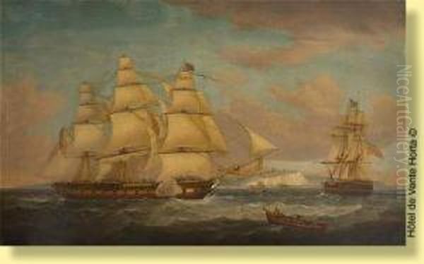 Ships Off Dover Oil Painting by Charles Augustus Jnr Mornewick