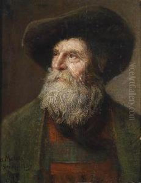 South Tyrolean Farmer Oil Painting by Josef Theodor Moroder-Lusenberg