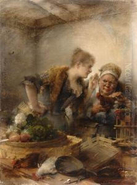 Marktfrauen. Oil Painting by Josef Theodor Moroder-Lusenberg