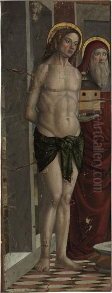 Saints Sebastian And Jerome, A Fragment Oil Painting by Domenico Morone