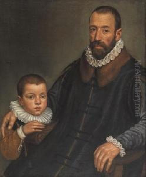 Ritratto Di Nobiluomo Con Bambino Oil Painting by Giovanni Battista Moroni