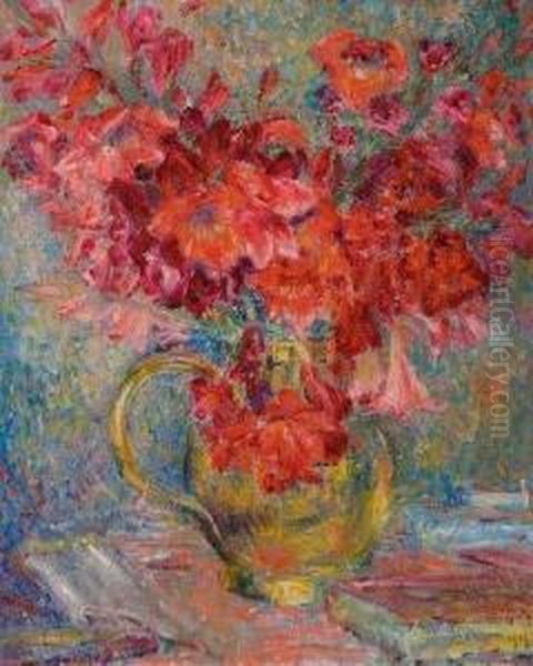 Nature Morte Aux Fleurs Oil Painting by Georges Morren