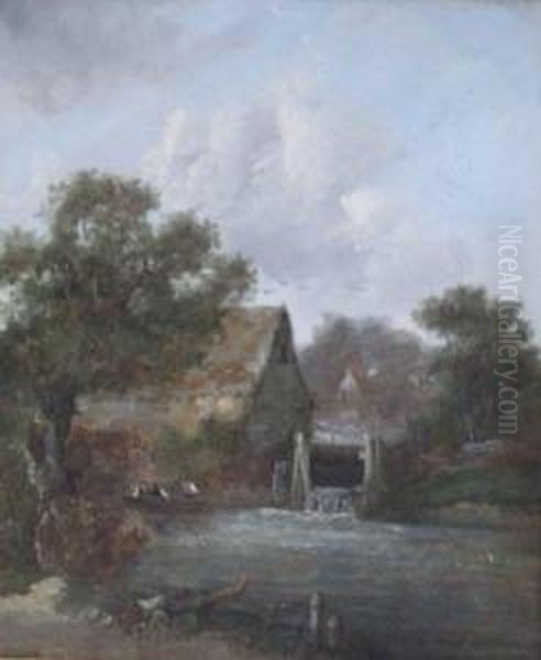 Water Mill Oil Painting by Charles Morris