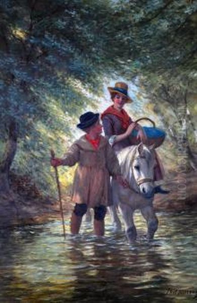 crossing The Stream Oil Painting by Phillip Richard Morris