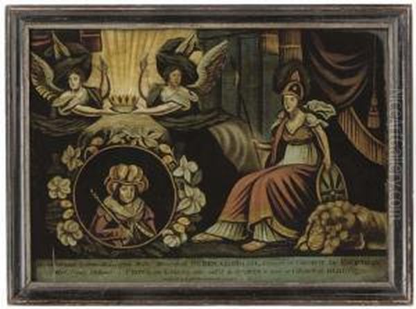 A George Iv Mezzotint-under-glass Commemorating The Death Of Queen Caroline Oil Painting by William Morris