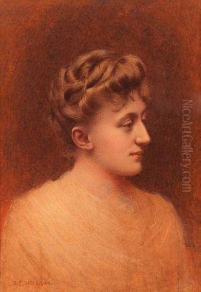 Head And Shoulders Portrait Of A Lancashire Lady Oil Painting by Robert Edward Morrison