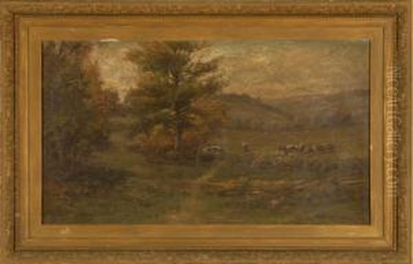 Pastoral Landscape With Sheep Oil Painting by Jonathan Bradley Morse