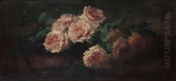 Stilleven Met Rozen Oil Painting by Frans Mortelmans