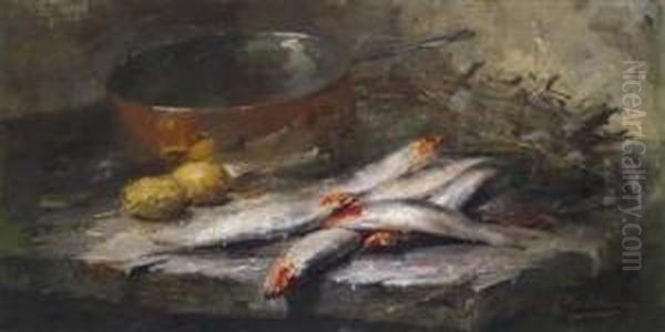 Still Life With Fish Oil Painting by Frans Mortelmans