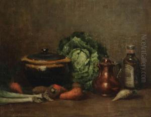 Stilleven Met Groenten Op Tafel Oil Painting by Frans Mortelmans