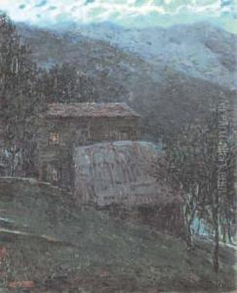 Sera In Montagna Oil Painting by Ettore Morteo