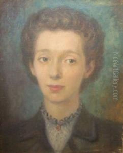 Head And Shoulders Portrait Of A Lady Oil Painting by Andrew Morton