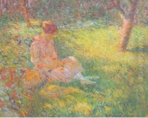 La Femme Dans Le Jardin Oil Painting by E.J. Morton Johnson