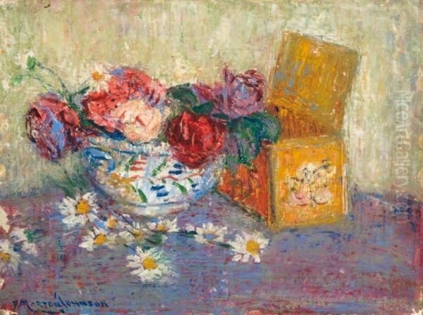 Roses Et Marguerites Oil Painting by Francis Morton Johnson