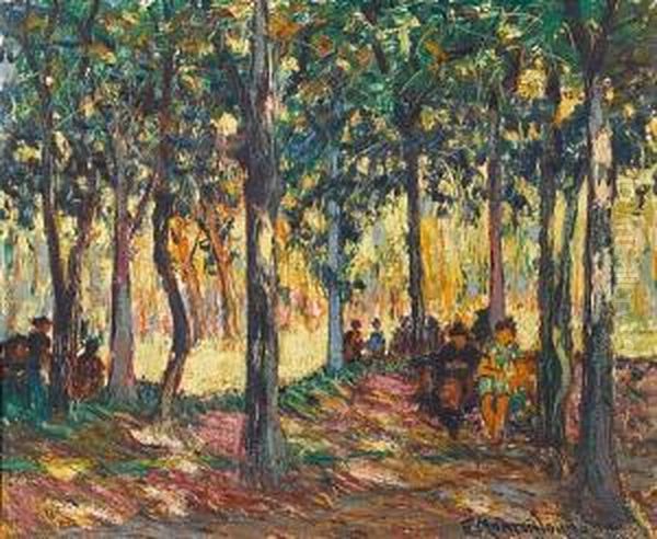 Parc De Monceau, Paris; Bois De Vincenne,paris Oil Painting by Francis Morton Johnson