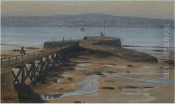 A Jetty On The Clyde Oil Painting by Thomas Corsan Morton