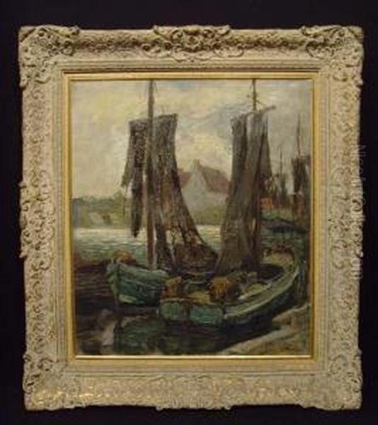 Fischerboote Oil Painting by Carl Wilhelm Mosblech