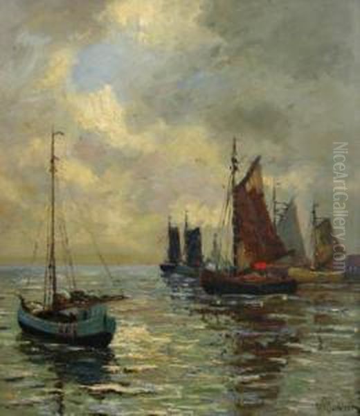 Quay Oil Painting by Carl Wilhelm Mosblech