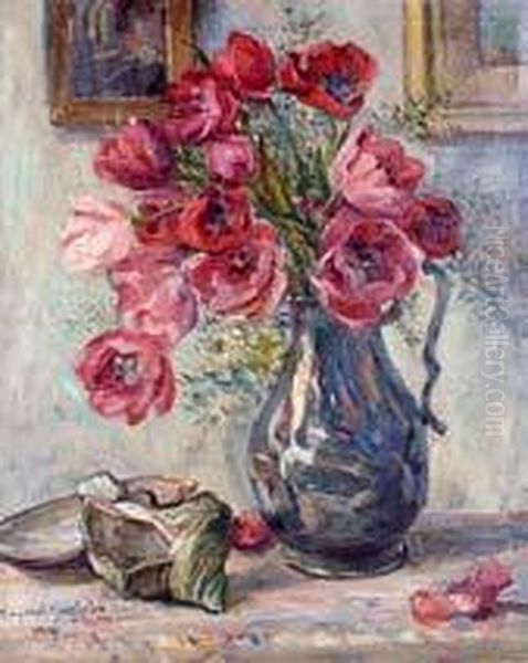 Vase De Coquelicots Oil Painting by Margaret Moscheles