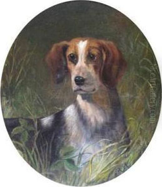 A Hound In Long Grass Oil Painting by Richard S. Moseley